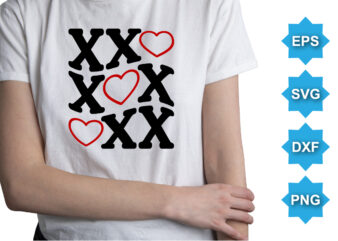 Xoxo, Happy valentine shirt print template, 14 February typography design