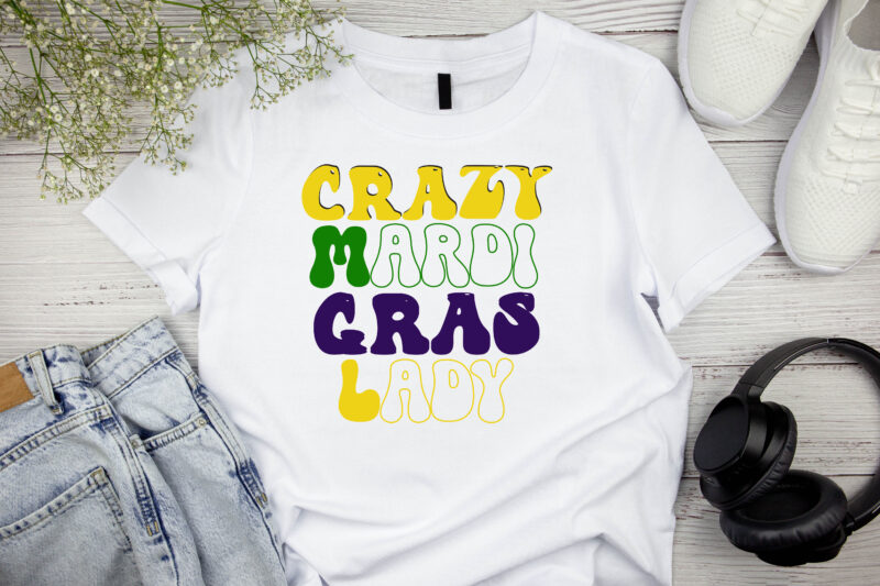 Crazy Mardi Gras Lady RETRO DESIGN