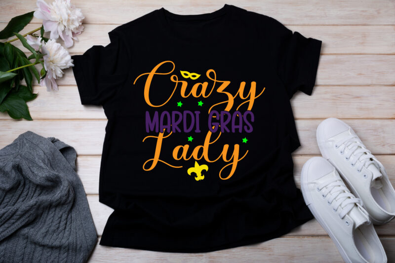 Crazy Mardi Gras Lady T-SHIRT DESIGN