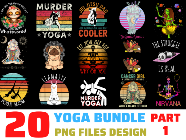 20 yoga png t-shirt designs bundle for commercial use part 1, yoga t-shirt, yoga png file, yoga digital file, yoga gift, yoga download, yoga design