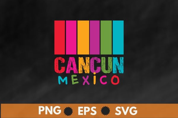 Cancun, Mexico vintag sunset retro T-Shirt design vector