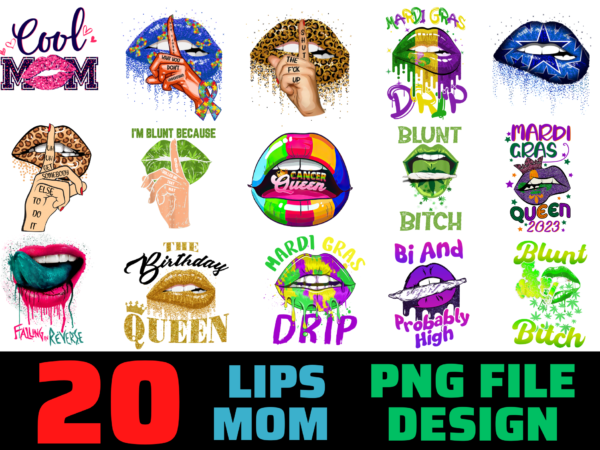 20 lips shirt designs bundle for commercial use, lips t-shirt, lips png file, lips digital file, lips gift, lips download, lips design