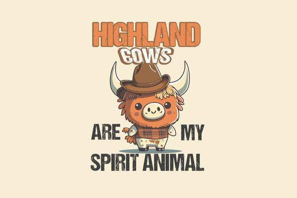 Highland cows are my spirit animal t shirt design vector, cowboy theme, cowboy