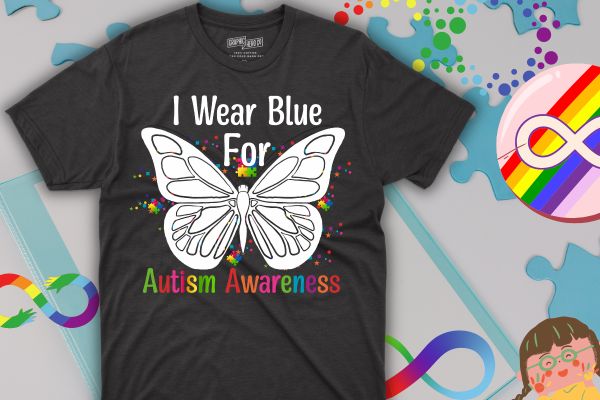 Autism awareness i wear blue for autism family support t-shirt design vector