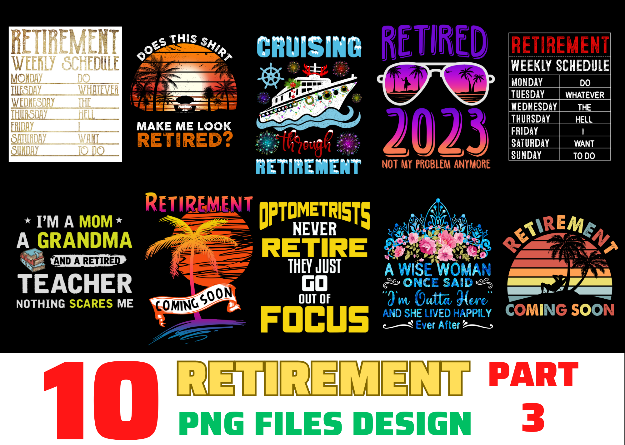 10 Retirement shirt Designs Bundle For Commercial Use Part 3 