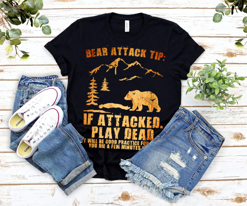 Bear Attack Tip Camping Hiking Outdoor Travel Funny Vintage NL 0903