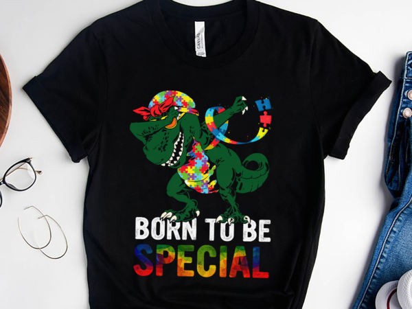 Dinosaur autism born to be special t shirt vector illustration