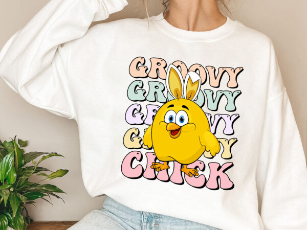 Funny bunny groovy chick t-shirt design, easter groovy chick png files, retro groovy easter bunny png nl 0403