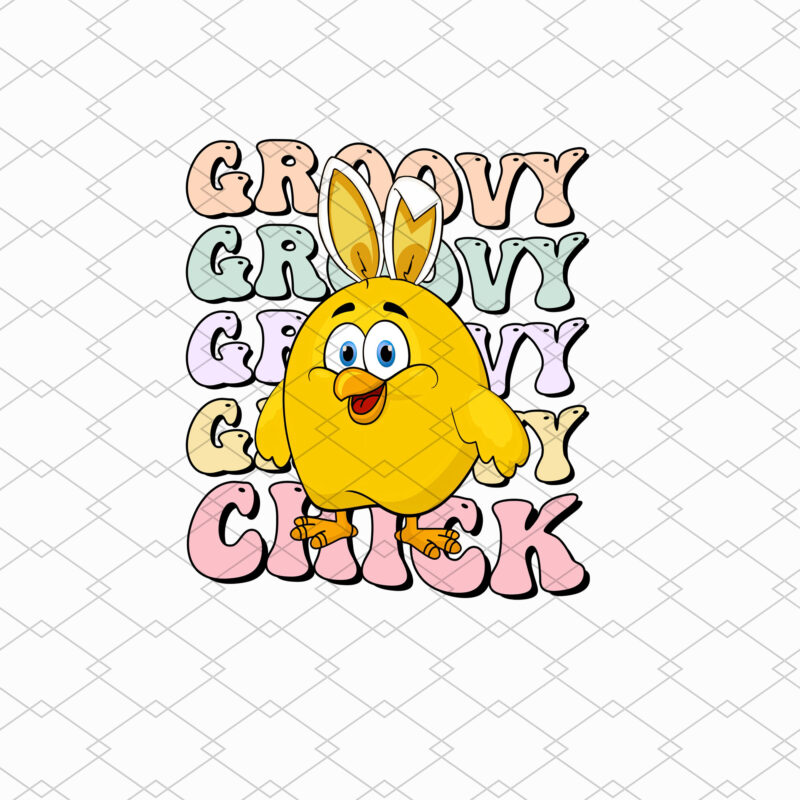 Funny Bunny Groovy Chick T-Shirt Design, Easter Groovy Chick PNG Files, Retro Groovy Easter Bunny PNG NL 0403