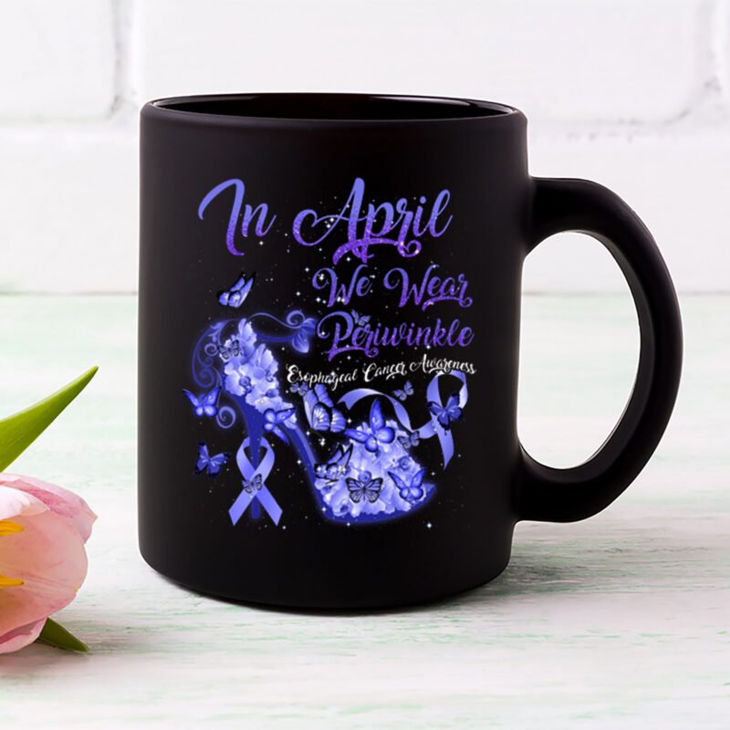 In April We Wear Periwinkle Butterfly Esophageal Cancer T-Shirt PL