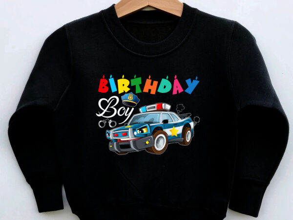 Kids birthday boy police car policeman theme birthday toddler nc 1003 t shirt vector art