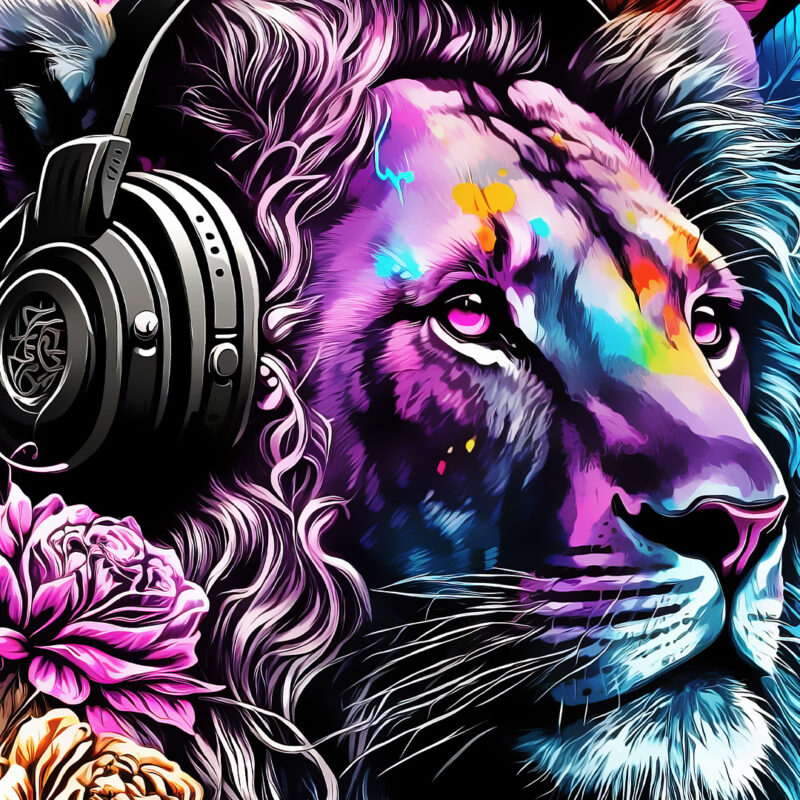 Lion Adorable with headphone - Buy t-shirt designs