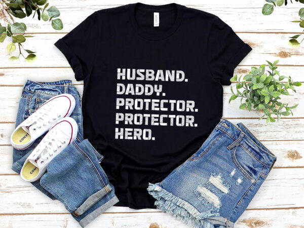 (me) husband daddy protector hero fathers day gift for dad vintage t-shirt