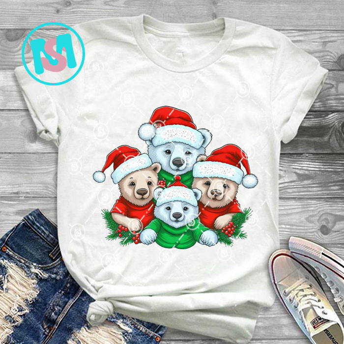 Merry Christmas Animals Squad Bundle, Cows, Rabbit, Cat, Bear, Flamingo, Raccon, Panda, Pig