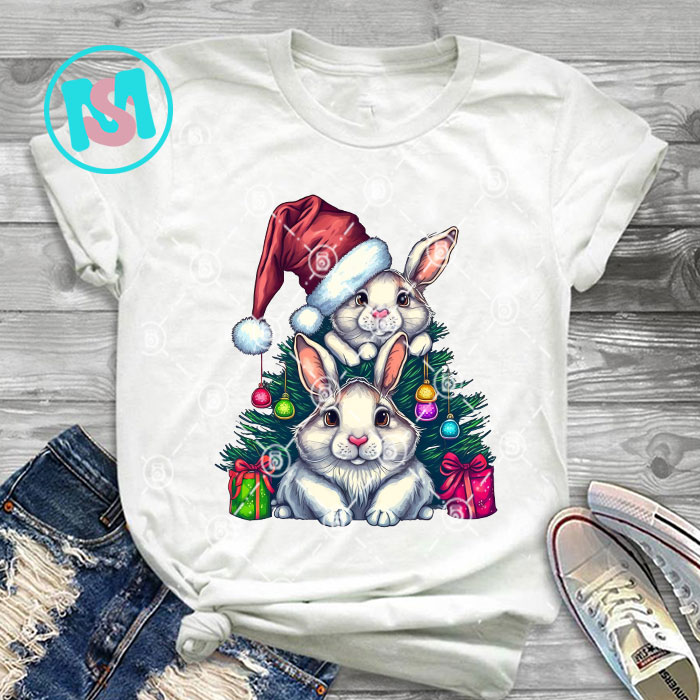 Merry Christmas Animals Squad Bundle, Cows, Rabbit, Cat, Bear, Flamingo, Raccon, Panda, Pig