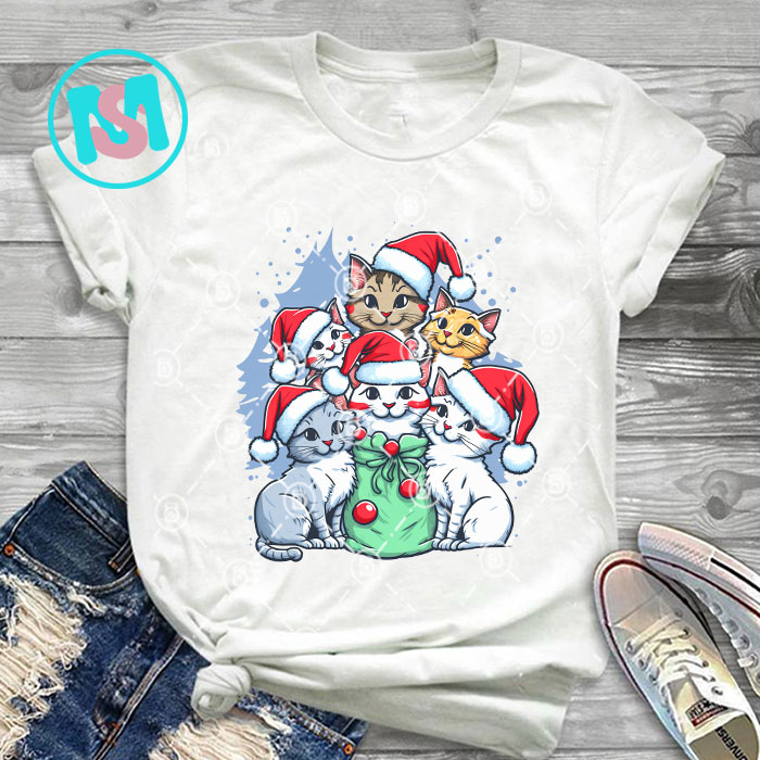 Merry Christmas Animals Squad Bundle, Cows, Rabbit, Cat, Bear, Flamingo, Raccon, Panda, Pig