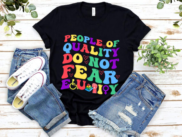 People of quality do not fear equality retro groovy lgbtq pride flag nl 0803 t shirt illustration