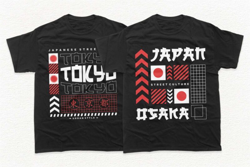 Japanese streetwear t-shirt designs bundle, Japanese style t shirt design, Vector t shirt design Japanese theme, Commercial use t shirt designs, Buytshirtdesigns.net