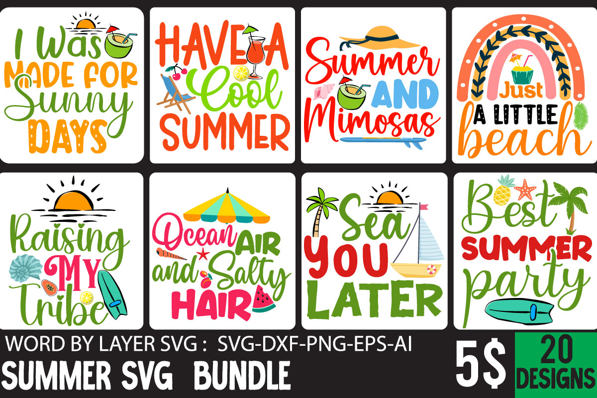 Summer SVG Bundle ,Summer 20 T-shirt Design Bundle,cricut design space ...