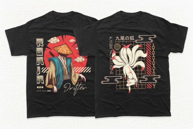 Japanese streetwear t-shirt designs bundle, Japanese style t shirt ...