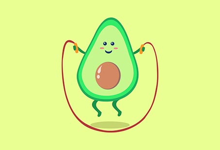 Cute avocado jump rope cartoon t shirt vector file