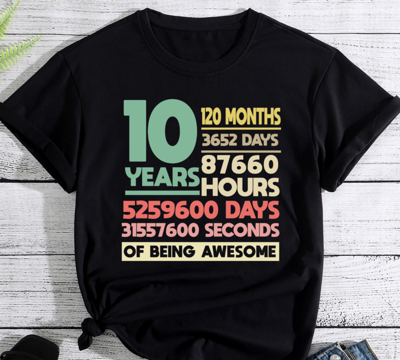 RD 10th Birthday Gift Boy 10 Years Being Awesome T-Shirt