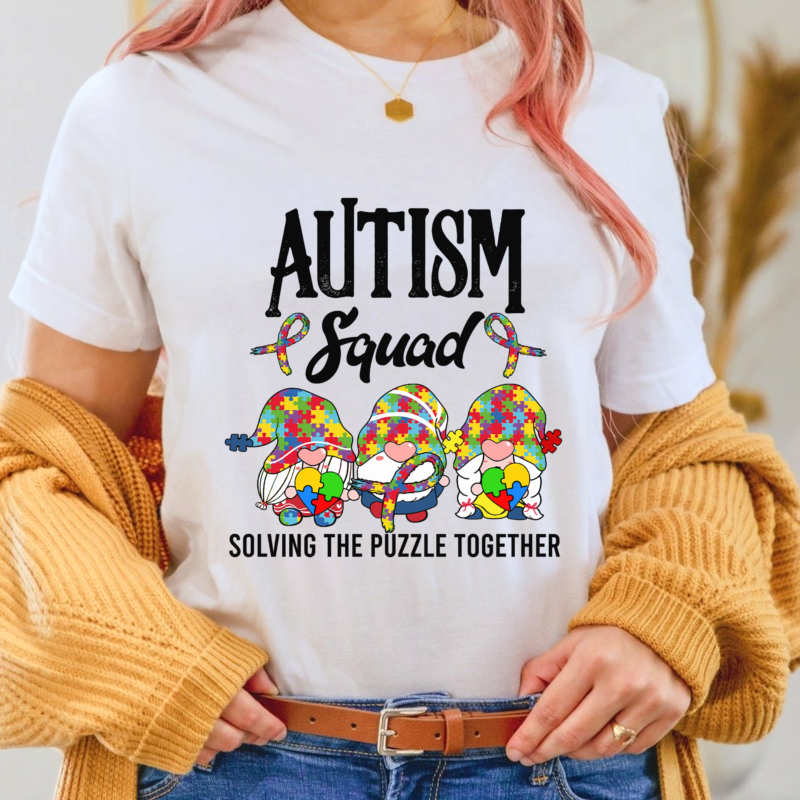 RD Autism Awareness Month, Solving The Puzzle Together, Gnomes Holding Puzzle _ Ribbon, Autism Support Gift