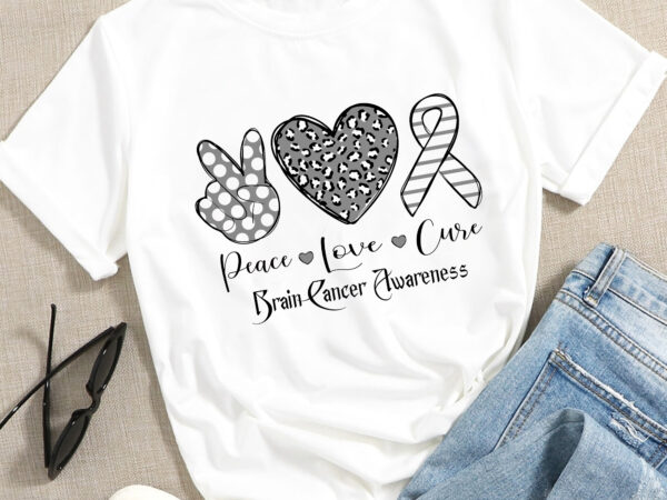 Rd brain cancer awareness peace love cure grey ribbon t-shirt