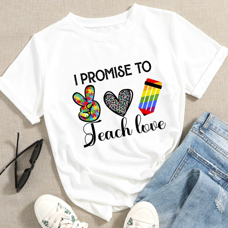 RD I Promise To Teach Love Shirt, Autism LGBT Black Shirt, African Pride Gift, Teachers T-Shirt