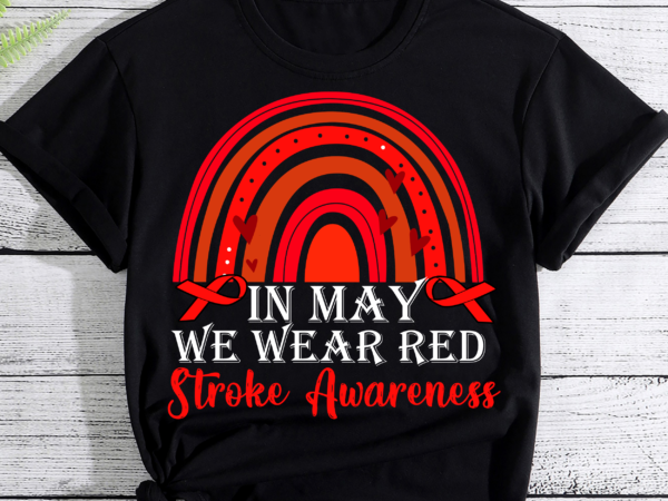 Rd in may we wear red stroke awareness rainbow leopard, stroke awareness month red ribbon gift t shirt design online