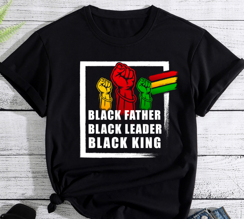 RD Mens Black Father Black Leader Black King Dad