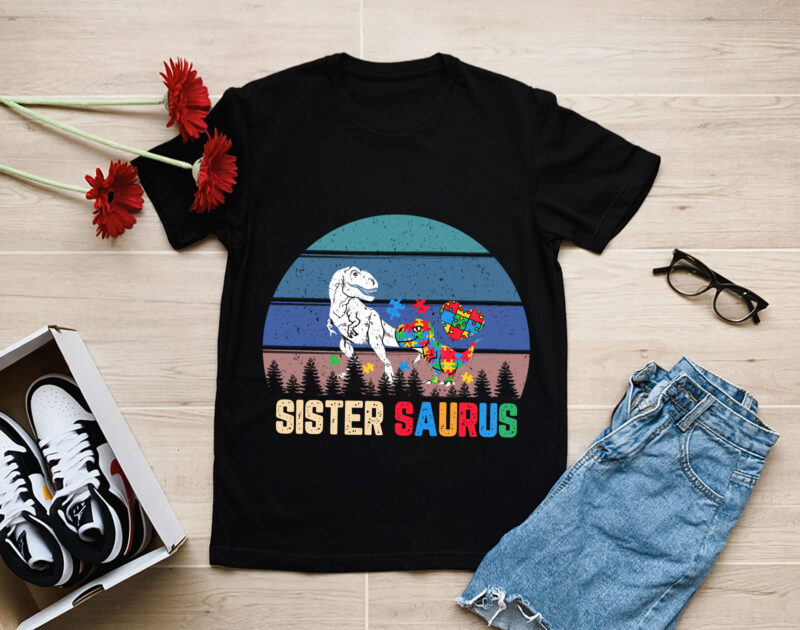 RD-Sister-Saurus-Shirt,-Dinosaur-Autism-Puzzle-Shirt,-Autism-Awareness-Shirt,-Autism-Sister-Shirt,-Dinosaur-Shirt