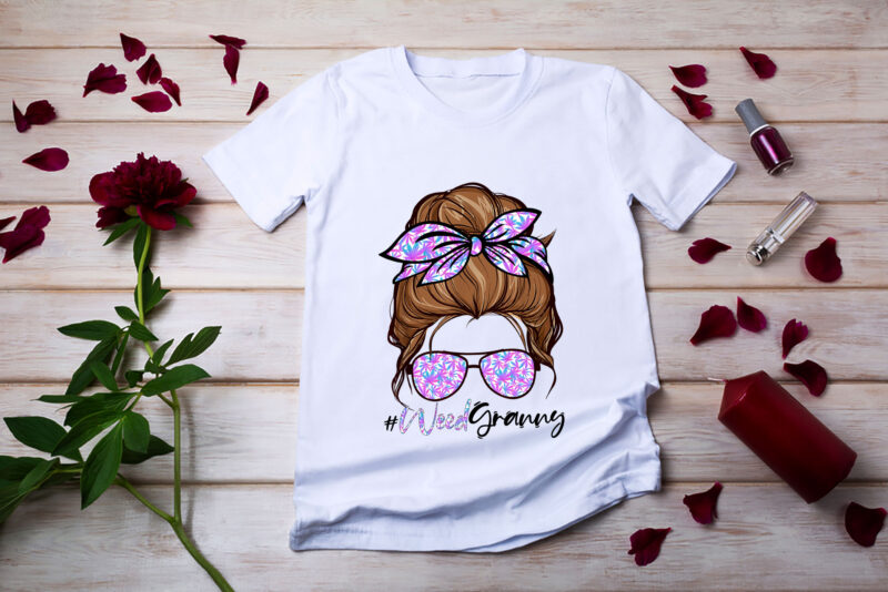 RD Weed Granny Funny Messy Bun Hair Glasses T Shirt