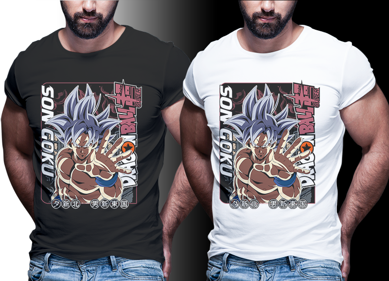 76 GOKU DRAGON BALL TSHIRT DESIGN BUNDLE FOR SHIRT BLACK AND WHITE [PART#07]