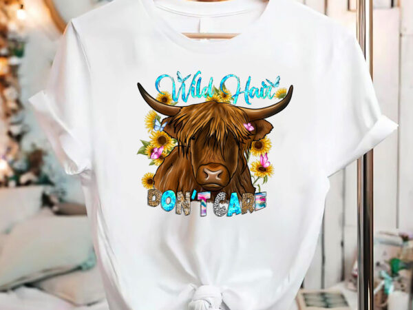 Scotland scottish highland cow wild hair don_t care nc 1003 t shirt template vector