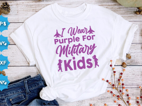 I wear purple for military kids, purple up for military kids dandelion flower vector cancer awareness month of the military child typography t-shirt design veterans shirt