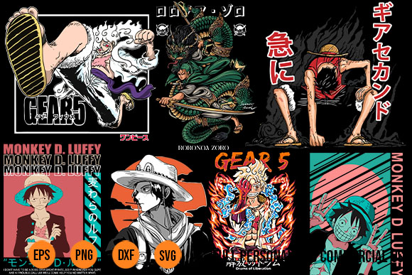 One Piece Luffy Gear 5 Manga SVG Japanese Anime SVG File
