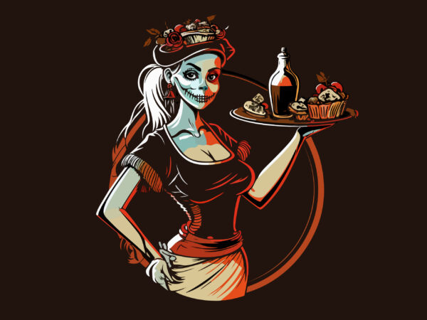 Girl vector illustration pirate waitress