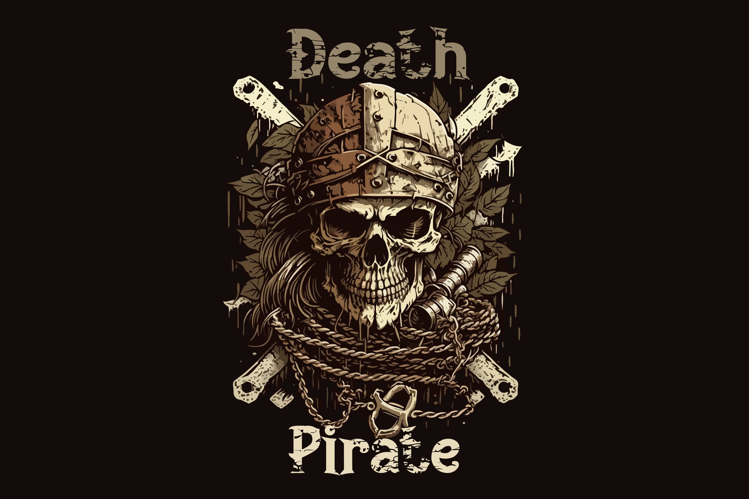 T-shirt design with a pirate skull and saber 691866 Vector Art at Vecteezy