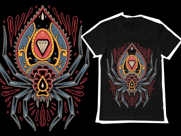 Spider tattoo vector t-shirt design