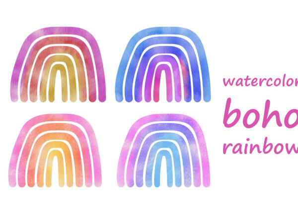 Watercolor hand drawn rainbow t shirt design for sale