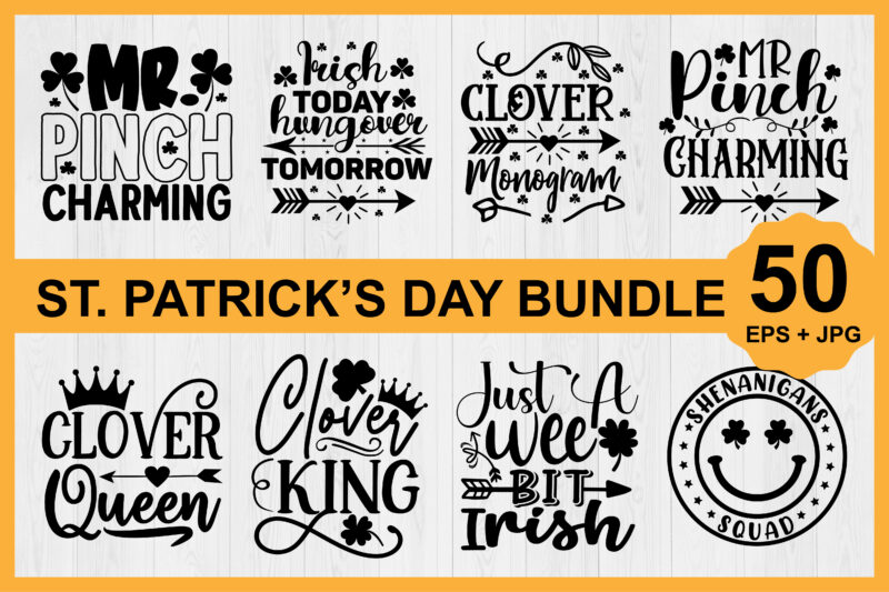 St.Patrick’s Day Shirt Design Bundle Print Template, Lucky Charms, Irish, everyone has a little luck Typography Design