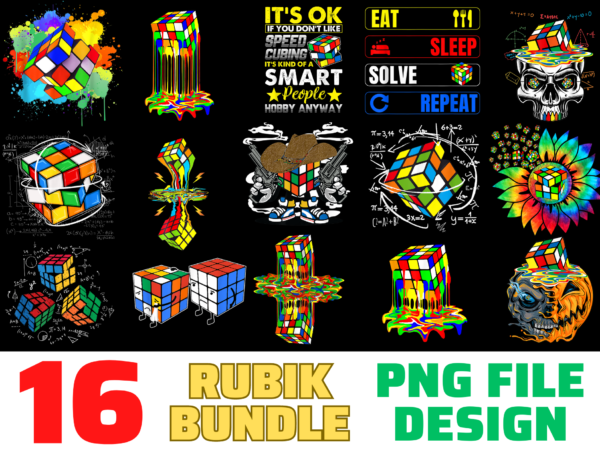 16 rubik shirt designs bundle for commercial use, rubik t-shirt, rubik png file, rubik digital file, rubik gift, rubik download, rubik design