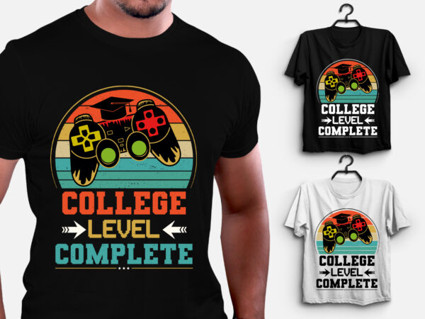 College level complete video gamer graduation t-shirt design