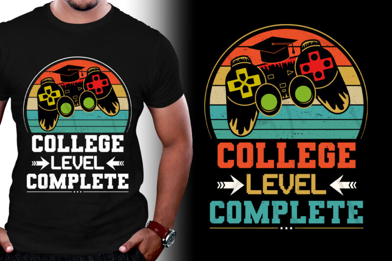 College Level Complete Video Gamer Graduation T-Shirt Design