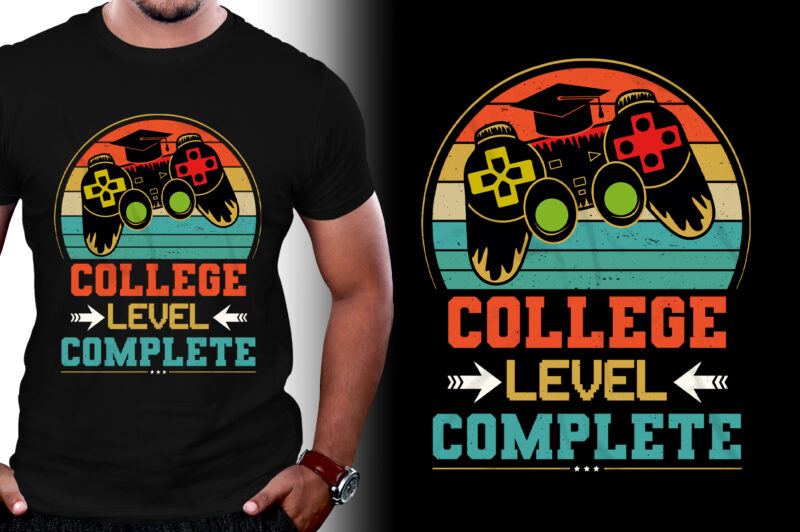 College Level Complete Video Gamer Graduation T-Shirt Design