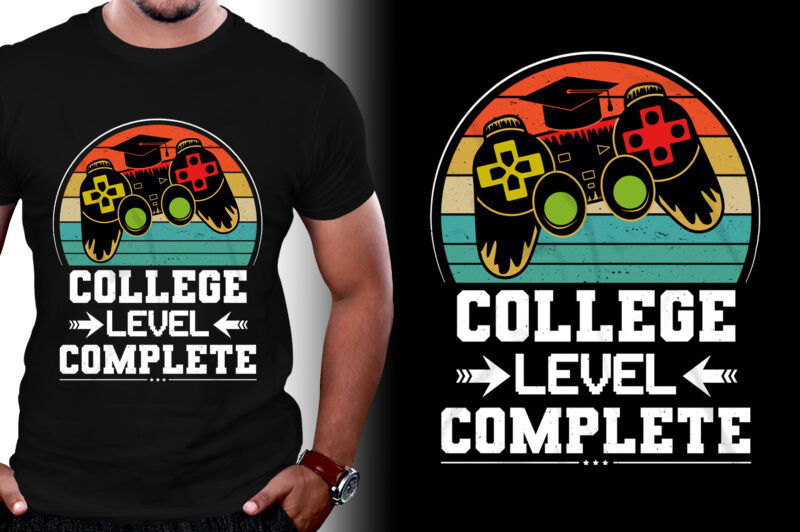 College Level Complete Video Gamer Graduation T-Shirt Design