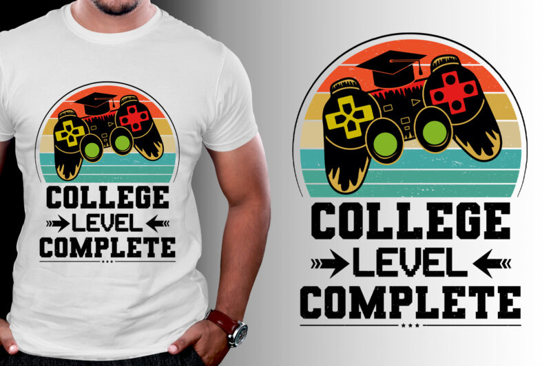 College Level Complete Video Gamer Graduation T-Shirt Design