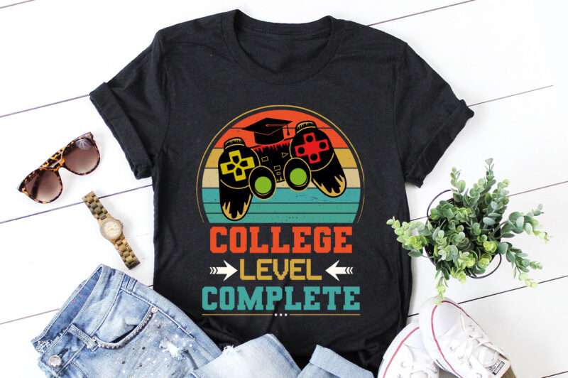 College Level Complete Video Gamer Graduation T-Shirt Design