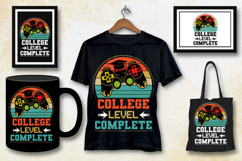 College Level Complete Video Gamer Graduation T-Shirt Design